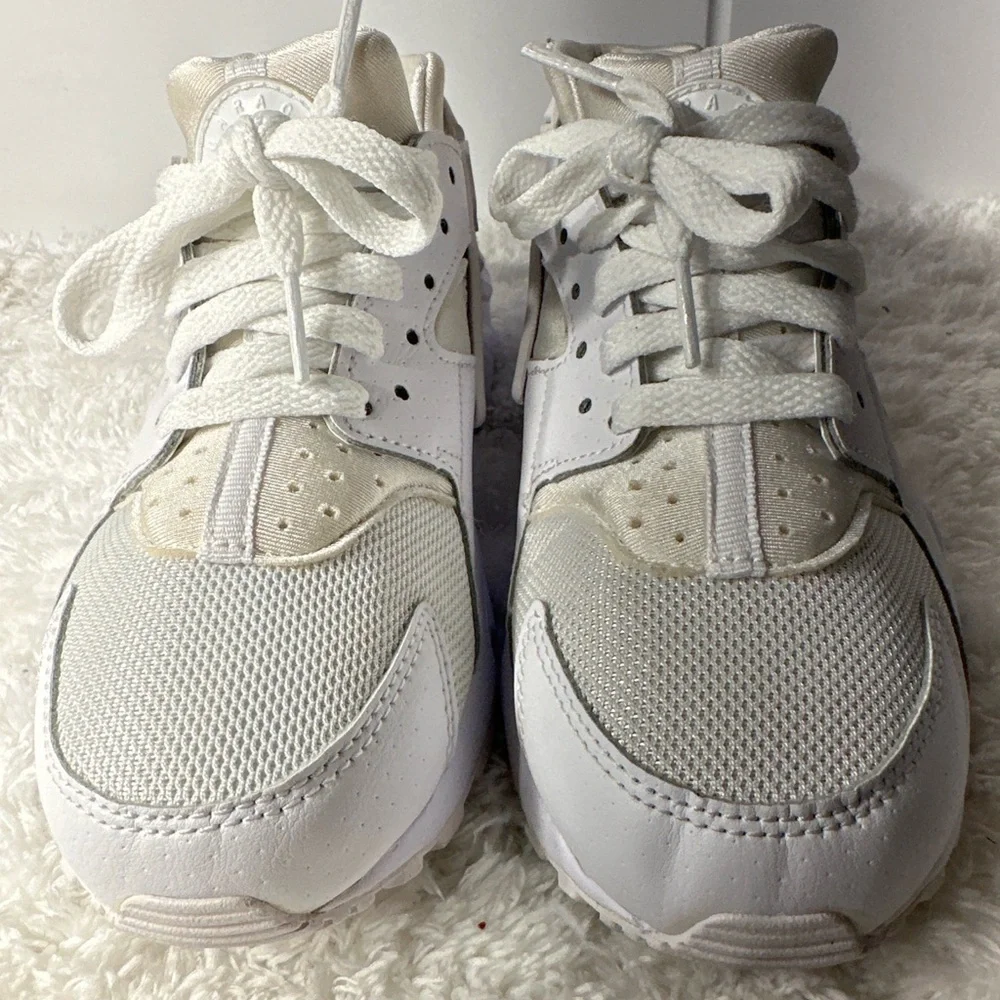 Nike Huarache Run GS Boys Whiteout White / Platinum Running Sneakers